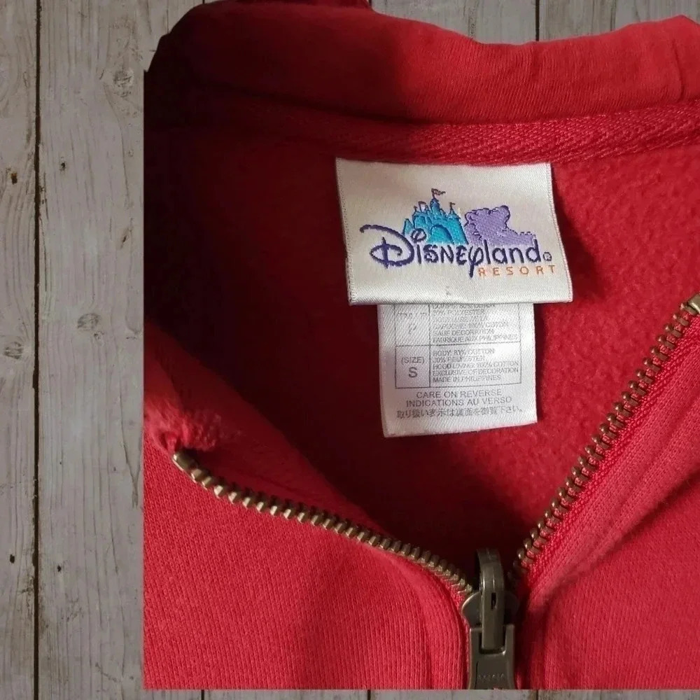 Mickey Mouse Disneyland 55 Years Pullover Hoodie 1/4 Zip Sweatshirt Red  Size S - Picture 9 of 9